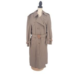 Classic Beige Trench Coat Double Breasted Belted Khaki Tan Unisex L ✨🔥SALE🔥